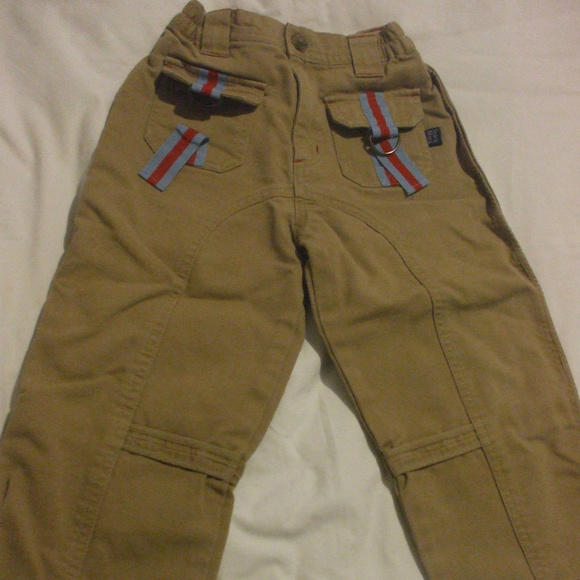 Brown Corduroy Pants With Red Detailing 100% Cotto - Picture 1 of 5